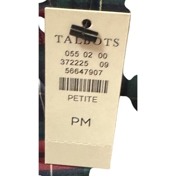 NWT Talbot Plaid Ruffle Collar Top Petite Medium PM Red Green Silver Sparkle - Picture 4 of 4